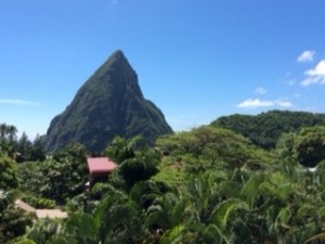 Direct views of the Pitons from the Luxe Lodges and Restaurant